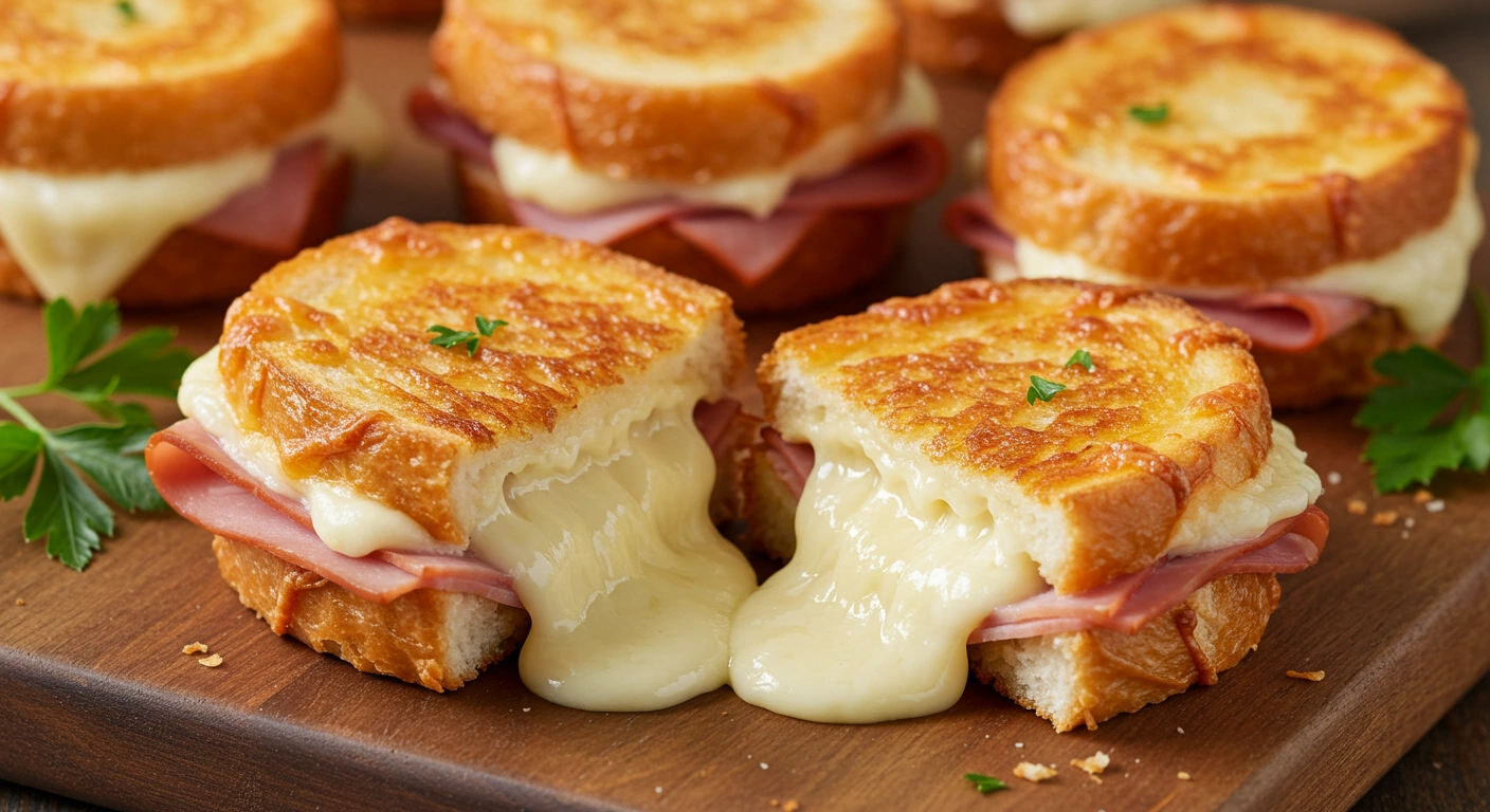 Mini Croque Monsieurs (Baked Ham and Cheese with Béchamel Sauce) - tertiary view